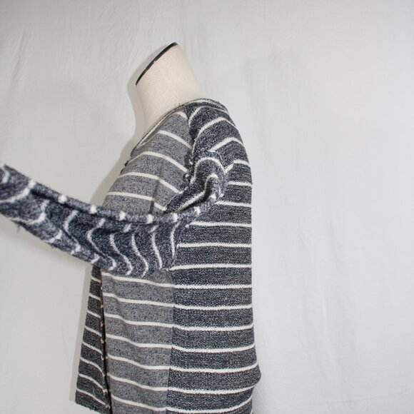 Anthropologie Women's Navy/White Striped DEVIN Textured Sweatshirt Size Small - Picture 6 of 10